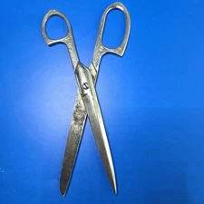 Vintage Scissor ART DECO ENGRAVED HANDLE 8” Forged Steel USA By Eversharp