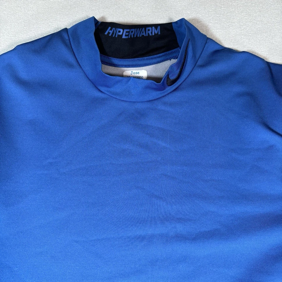 Camisa de Combate Nike Pro Para Hombres Grande Azul Dri Fit Hipercálida Ajustada Capa Base Exterior Foto 4 de 4