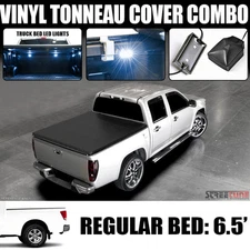 For 04-15 Titan Truck 6.5 Ft 78" Bed Hidden Snap Tonneau Cover+White LED Lights