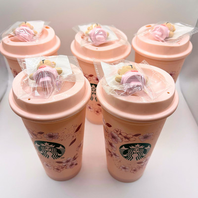 Starbucks Japan Sakura 2026 Reusable Cup with Bearista Stopper 5