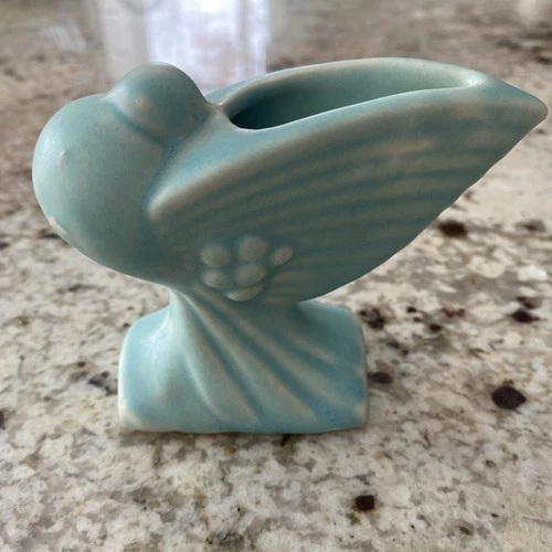 McCoy Dove Flower Vase , Vintage 1940s, Matte Aqua  - No Defects-