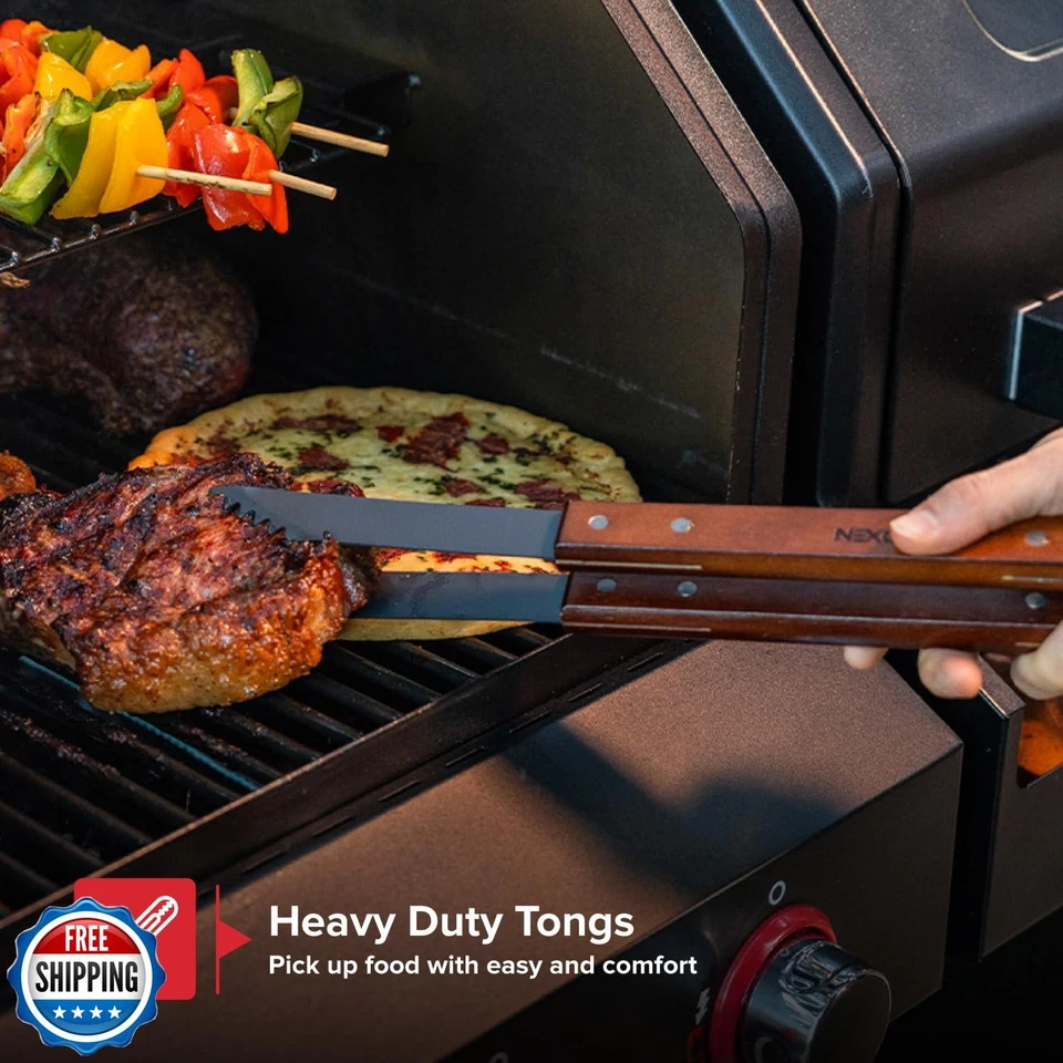 Nexgrill Juego de Herramientas para Parrilla de Barbacoa de 3 Piezas - Espátula, Pinzas y Palo para Asar con  Foto 3 de 4