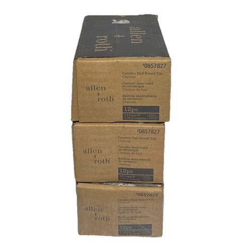 Allen + Roth 12 Pack Charcoal Ceramic Half Round Tile 0857827 1.2 x 6 ...