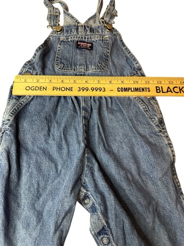 Vintage 90s 4T OshKosh B'Gosh Denim Jean Overalls Girls Tide Partner Vestbak - Picture 2 of 8