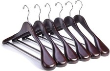 Luxury Wooden Suit Hangers - 6 Pack - Wood Coat 17.5 inches 6 pack Mahogany