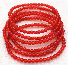 Wholesale 6 Pcs Natural Red Jade 4mm 7.5” Crystal Healing Stretch Bracelet