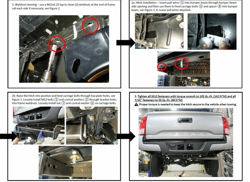 Trailer Tow Hitch For 16-23 Toyota Tacoma All Styles w/ Wiring Harness Kit - Picture 8 of 9