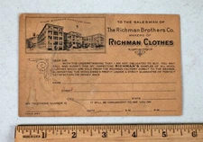 Vintage Richman Brothers Co. Clothes Advertising Mailing Post Card Cleveland  