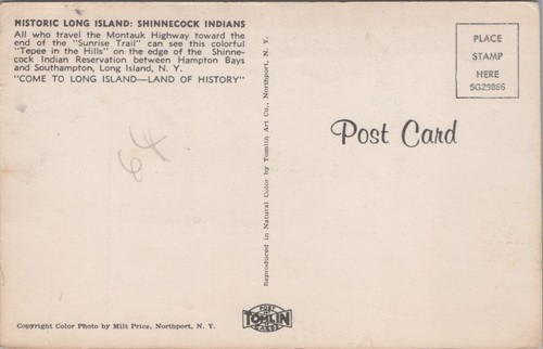 Postal histórica de colección de los indios Shinnecock de Long Island nativos americanos B167 - Imagen 2 de 2