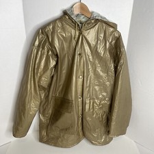 Wippette Rain Things Vintage Gold Waterproof Hooded Jacket Coat Womens Small
