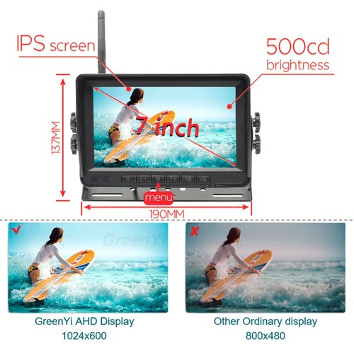 Wireless Rear View Backup Camera System 7" Monitor for Truck Caravan Bus RVs - Picture 11 of 23