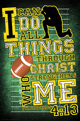 FOOTBALL PRAYER (Philippians 4:13) Christian Sports Motivational 24x36  POSTER