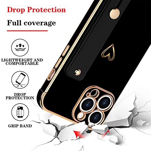 for Case for Women Girls, Bling Luxury Plated Bumper iPhone 14 Pro Max Black - 第 5/7 張圖片