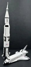 NASA United States Space Shuttle Discovery & Saturn V Toy Hard Rubber APII 1997