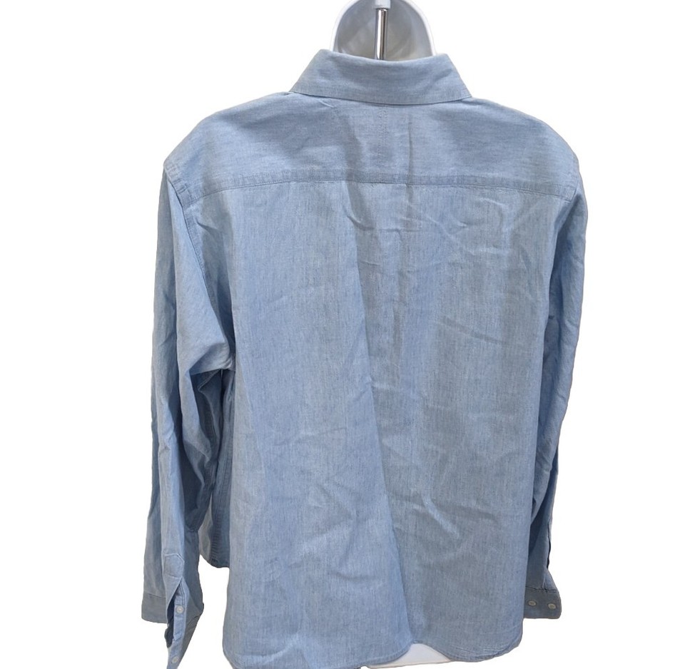 Chaps Denim Shirt Womens 1X Button Up Long Sleeve Blue Jean Cotton eBay