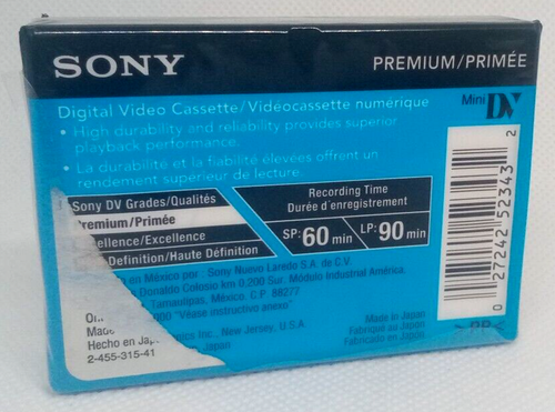 Sony DVC Digital Video Cassette Premium MiniDV Tape SP 60 LP 90 New Sealed (H) - Picture 4 of 4