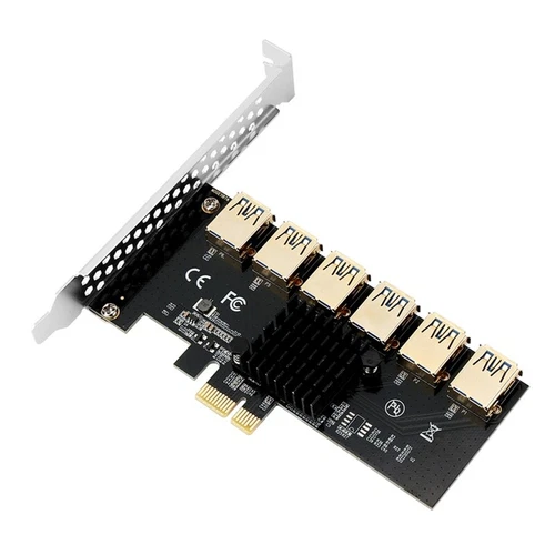 PCI-E 1X to External 6 PCI-E USB 3.0 Adapter Multiplier Card for Mining