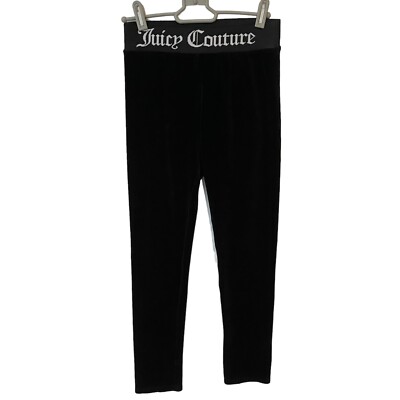Juicy Couture Black Label Velour Leggings Logo Waistband Girls