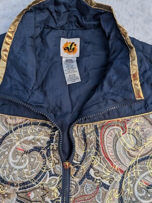 Vintage Afi Sport Windbreaker Jacket Gold Blue Medium