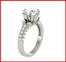 Lab-Created 2.12CT Round Cut Diamond 14K White Gold Over Engagement Wedding Ring