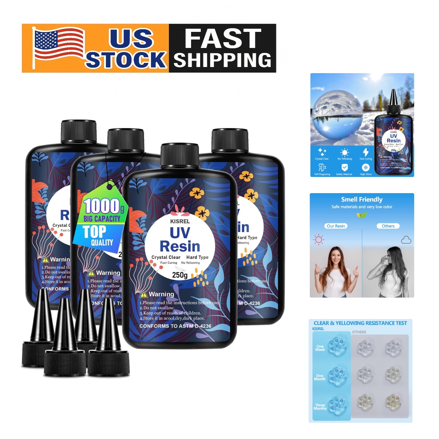 Professional 4-Pack UV Resin Kit for Crystal Clear Crafting