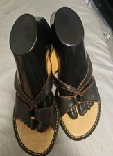 Sofft Womens Black Slip On Shoes Slides Size 8.5M Strappy Dressy Sandals 