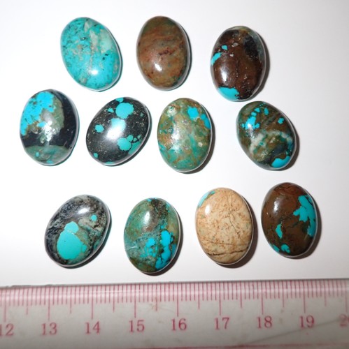Turquoise Stone Oval 18x13 mm Flat Cabochon 111.5 Carat 11 Pcs 22.3 gram Lot B - Picture 5 of 6