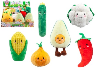 Weichtiere - Chili, Avocado, Mais, Cauli, Gurke, Zwiebel Plüschtiere 16 cm