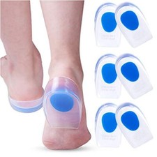3 Pairs Silicone Gel Heel Cups for Heel Pain Shoe Inserts Foot Pads