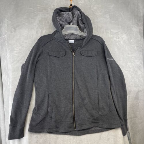 Columbia Sweatshirt Jacket Women's Sz XL Gray Zip Up L/S Hoodie