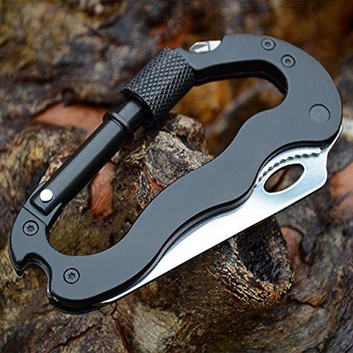 Cuchillo mosquetón herramienta mosquetón mosquetón multifunción de supervivencia de 5 vías se envía desde EE. UU. - Imagen 7 de 7