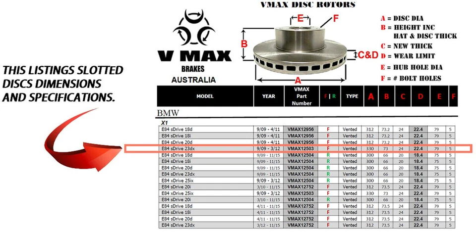 fits BMW X1 E84 sDrive 23dx 2009-2012 FRONT Disc Brake Rotors & PADS PACKAGE - image 2 of 4