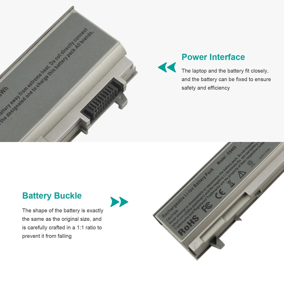 Batería de 6/9 celdas para laptop Dell Latitude E6400 E6410 E6500 E6510 PT434 W1193  Foto 4 de 4