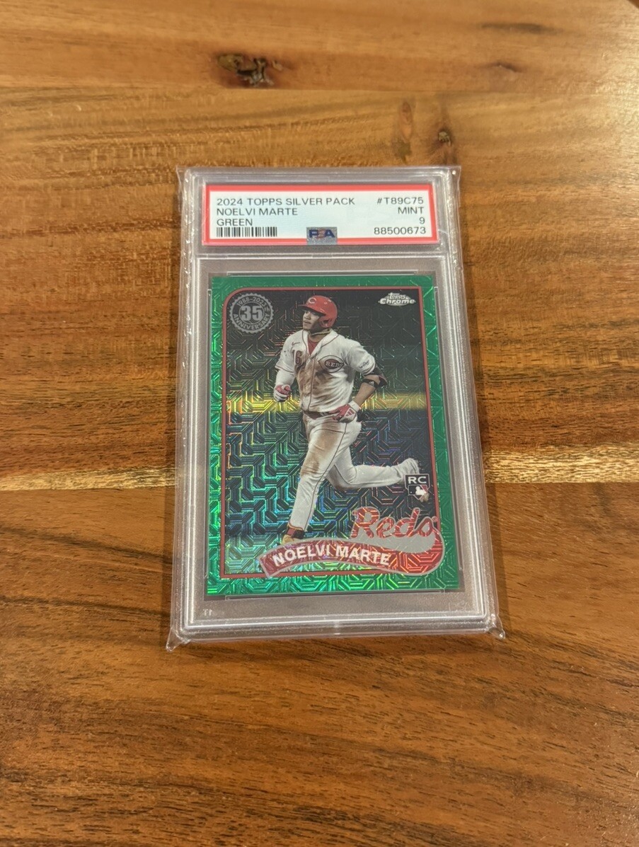Noelvi Marte 2024 Topps Silver Pack Chrome Green Refractor /99 Rookie PSA 9 Mint