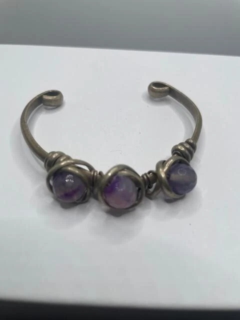 Vintage Studio, Artist, Hand-Made, Purple Stone Cuff - Image 3 of 4
