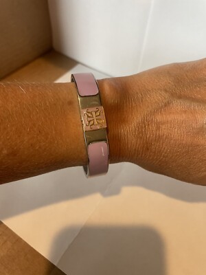 Rustic Cuff Purple Acrylic Cuff with Silver Logo Medallion Rustic Cuff Lilac Enamel Silver Tone GT Logo Clasp Hinged  main image 3