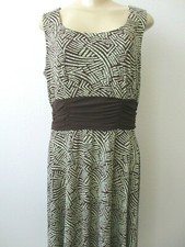 Sleeveless Dress Preceptions Brown Geometric Fit Flare Midi Size 16 Excellent