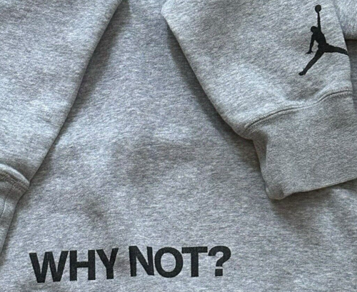 Jordan "Why Not?" Hoodie Mens Medium Ash Gray Stamped Aglet Ties EUC Michael - Picture 5 of 9