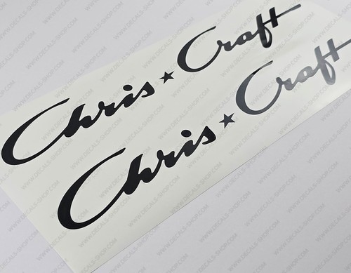 CHRIS CRAFT BOATS LOGO BLACK DECALS STICKERS 26" x 4.3" 2pcs. - Imagen 3 de 6