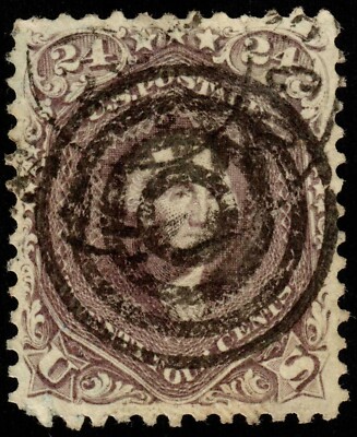 US 70 1862 24c Wash. *Red Lilac* Target Cancel SOTN PSE Cert CV $300