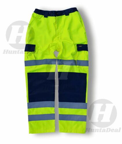 Hi Vis Trouser Cargo Viz Cotton Work Combat Visibility Pants Pocket Orange High - Picture 10 of 18