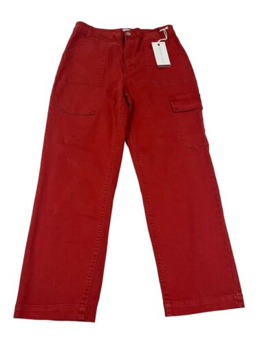 Risen High Rise Cargo Boyfriend Jeans Women’s Straight Leg Brick Size 11/30 NWT