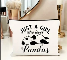 Cute Panda with Lettering Cosmetics Case Travel Bag with Zipper Pouch