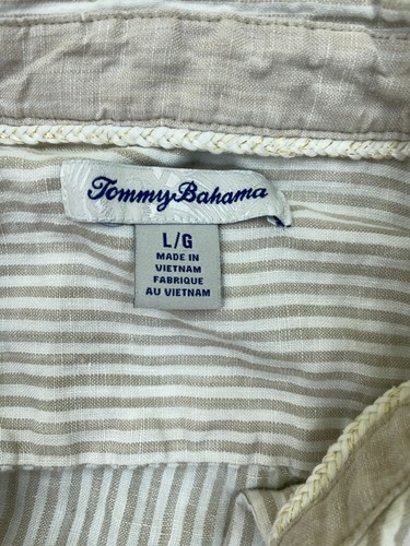 Tommy Bahama Shirt Women Gray White Striped 100% Linen Resort Beach Button Up - Picture 6 of 8