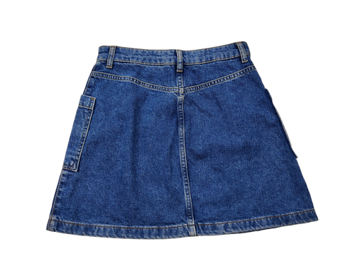 WOMENS TOPSHOP MOTO SIZE UK 6 BLUE DENIM CASUAL ZIP FRONT POCKET MINI JEAN SKIRT - Picture 3 of 3