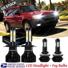 Para Ford Escape 2001-2004 Actualización 4x Faro LED Doble haz + Bombillas Antiniebla