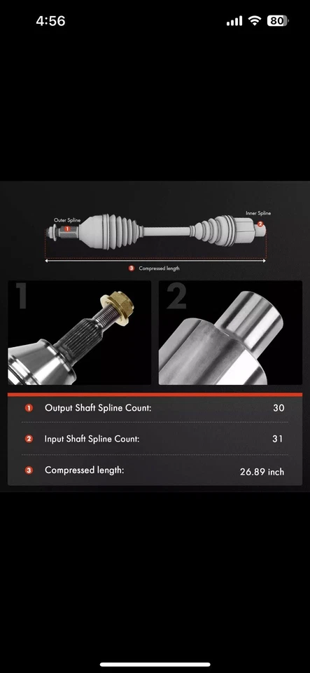 Conjunto de eje CV delantero derecho del lado del pasajero para Honda Odyssey 2018-2022 V6 3,5 L Foto 2 de 4