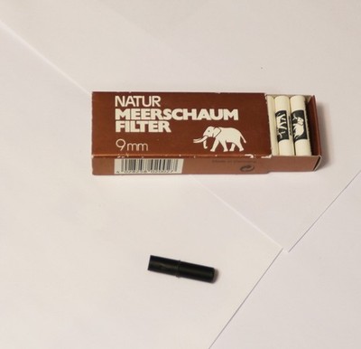 NEW White Elephant Natur Meerschaum Pipe Filter - 9mm 20 Pack plus Stem Germany