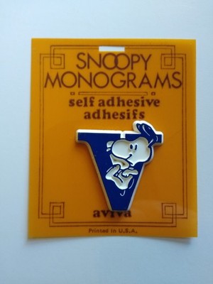Vintage Snoopy Monogram 'V' Self-Adhesive Sticker Decal Peanuts Aviva USA