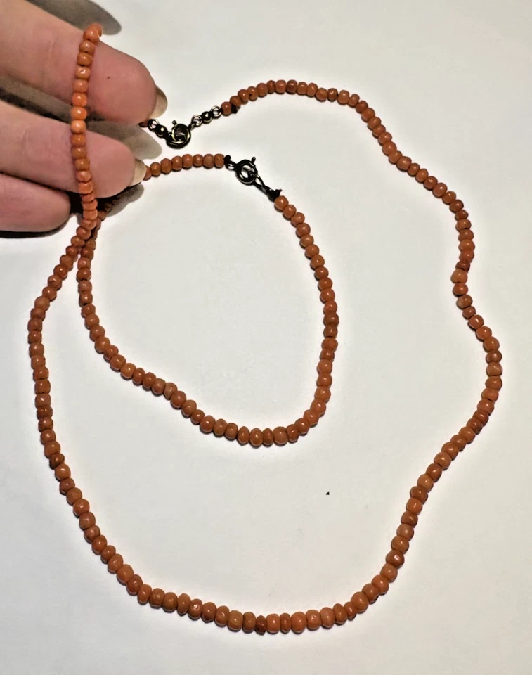 Collier Ras Du Cou Bracelet Perles Corail Rouge Naturel 2mm 16" - Photo 1/4